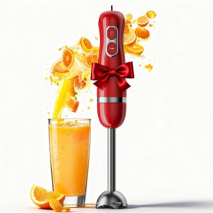 Turelar Immersion Blender 400W Corded Handheld Stick Blender Christmas Red